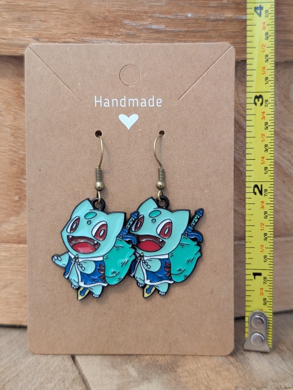 Pokemon Bulbasaur Enamel Metal Earrings NEW